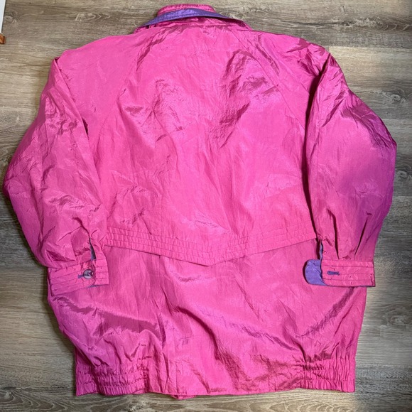 Cyclone Vintage 80s 90s Windbreaker Jacket Hot Pink Purple Neon XL - Picture 2 of 6